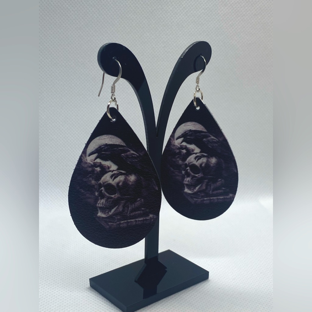 Halloween Raven & Skull Earrings